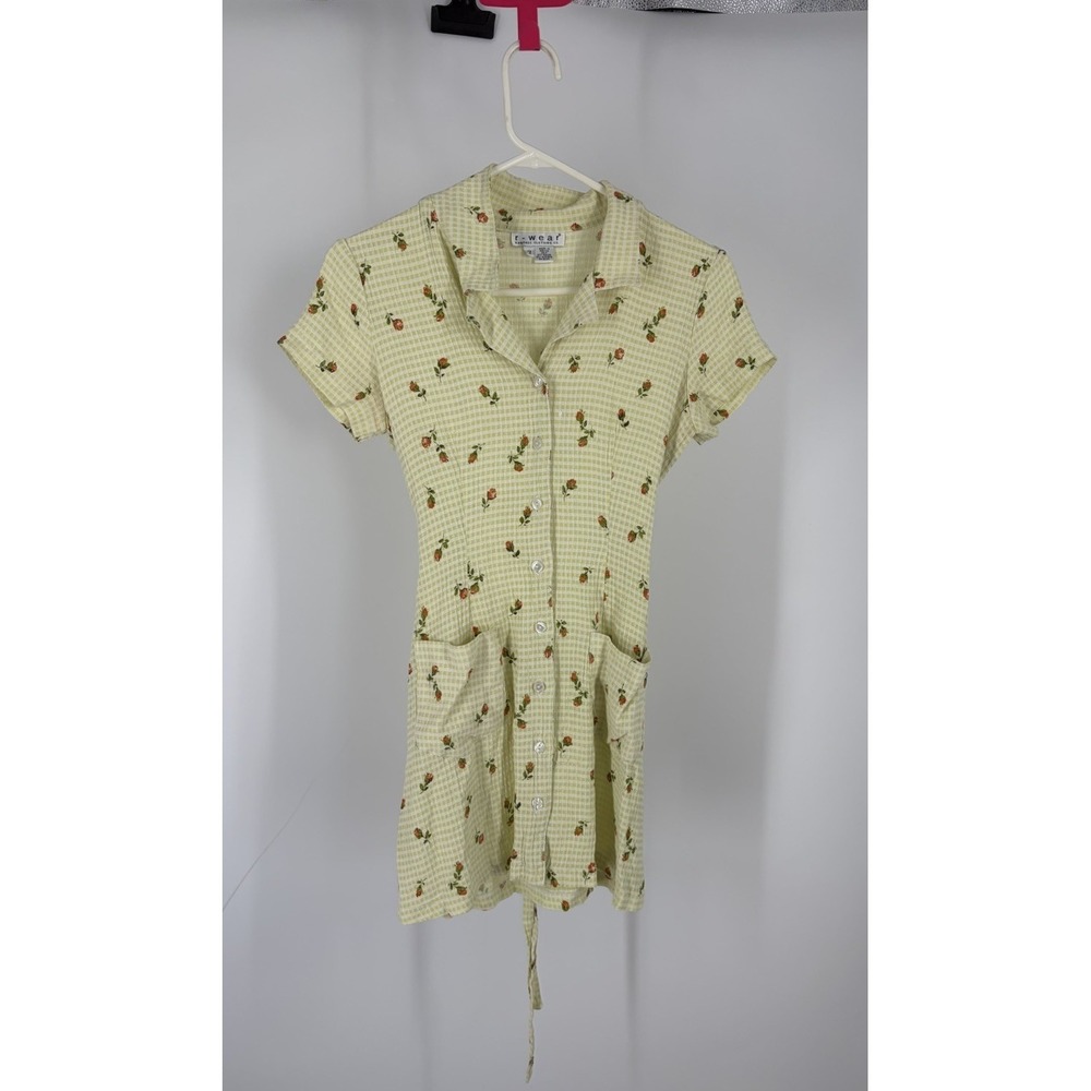R-Wear Rampage Floral Gingham Mini Dress Tie Back Y2K Cottagecore Size XS / 7